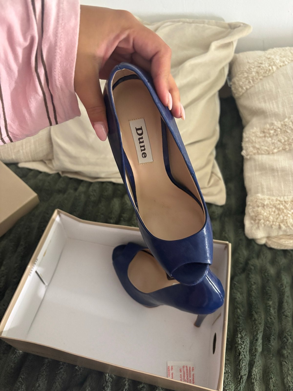 Dune Navy Peep-Toe Pumps - Maat 37, Kleding | Dames, Schoenen, Ophalen, Zo goed als nieuw, Blauw, Pumps