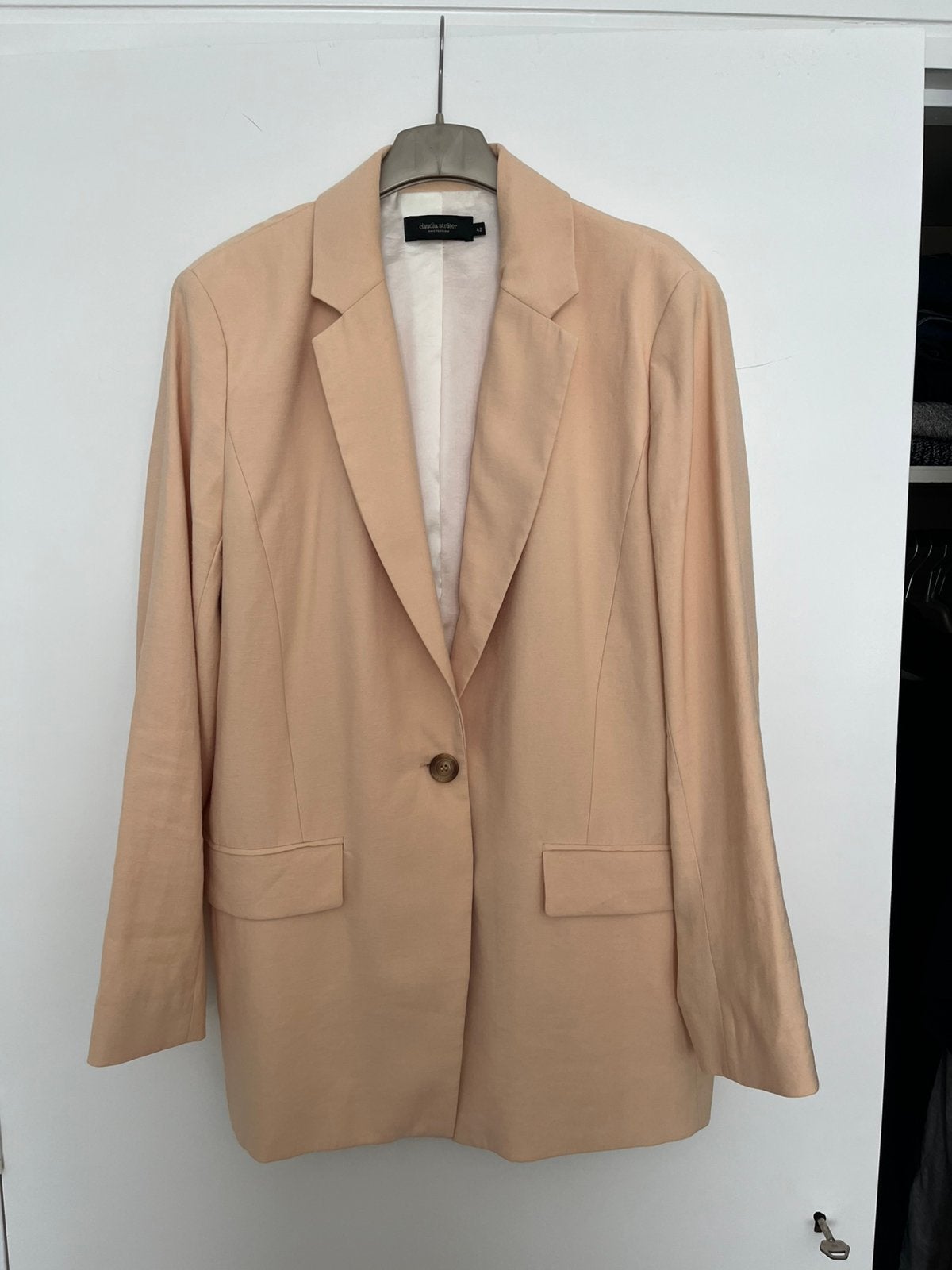 Oversized peach kleurige blazer van Claudia Strater maat 42, Maat 42/44 (L), Oranje, Ophalen of Verzenden, Zo goed als nieuw