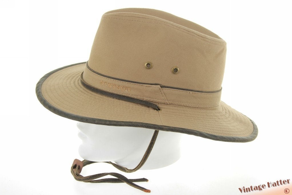 Outdoor gleufhoed Stetson Tarnell Traveller beige katoen 61, 60 cm (XL, 7½ inch) of meer, Stetson, Hoed, Nieuw