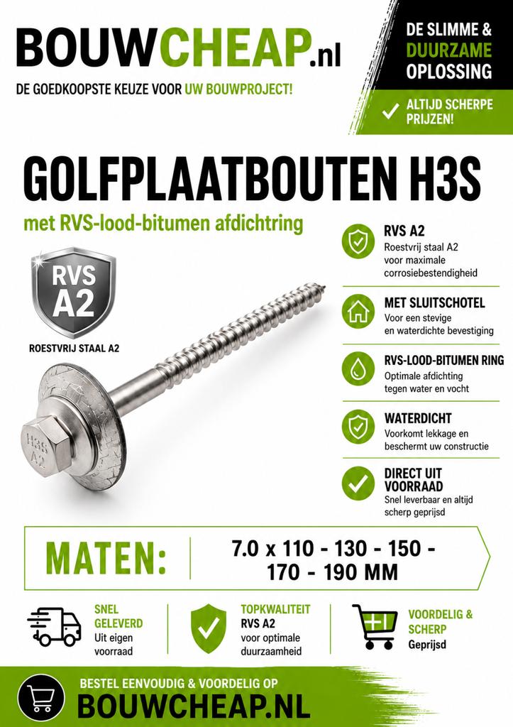 Dakschroeven de goedkoopste van Nederland en Belgie, Steen of Klei, Nieuw, Ophalen of Verzenden, 15 m² of meer