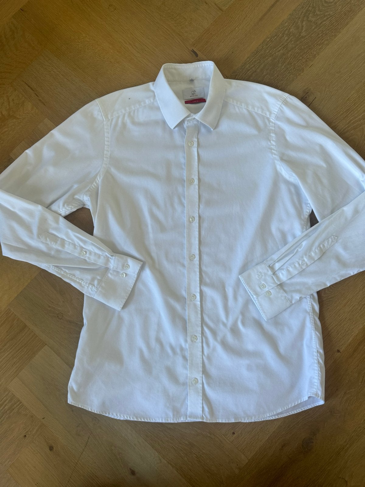 Wit Greiff Modern Slim Fit overhemd maat L, Ophalen of Verzenden, Zo goed als nieuw, Wit, Halswijdte 41/42 (L)