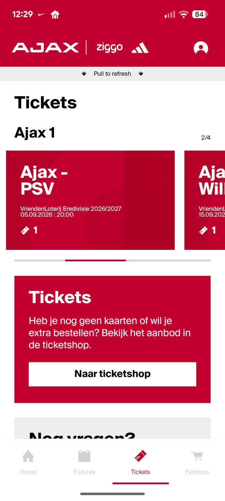 1x kaartje Ajax - PSV vak 410 rij 23, Losse kaart, Eén persoon, September