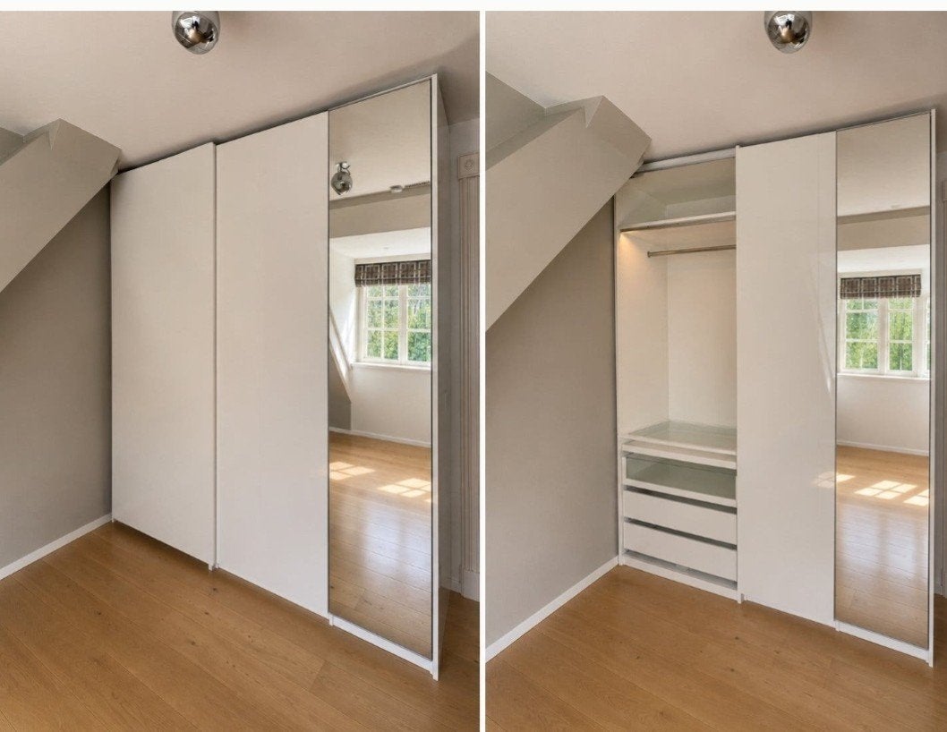 ikea pax kast schuifdeuren en spiegeldeuren, Ophalen, Zo goed als nieuw, Wit, Hoekkeuken