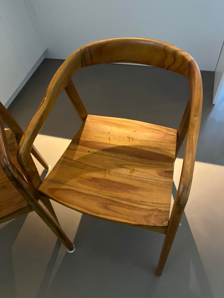 Stijlvolle houten stoel - Japandi stijl!, Ophalen, Gebruikt, Bruin, Eén