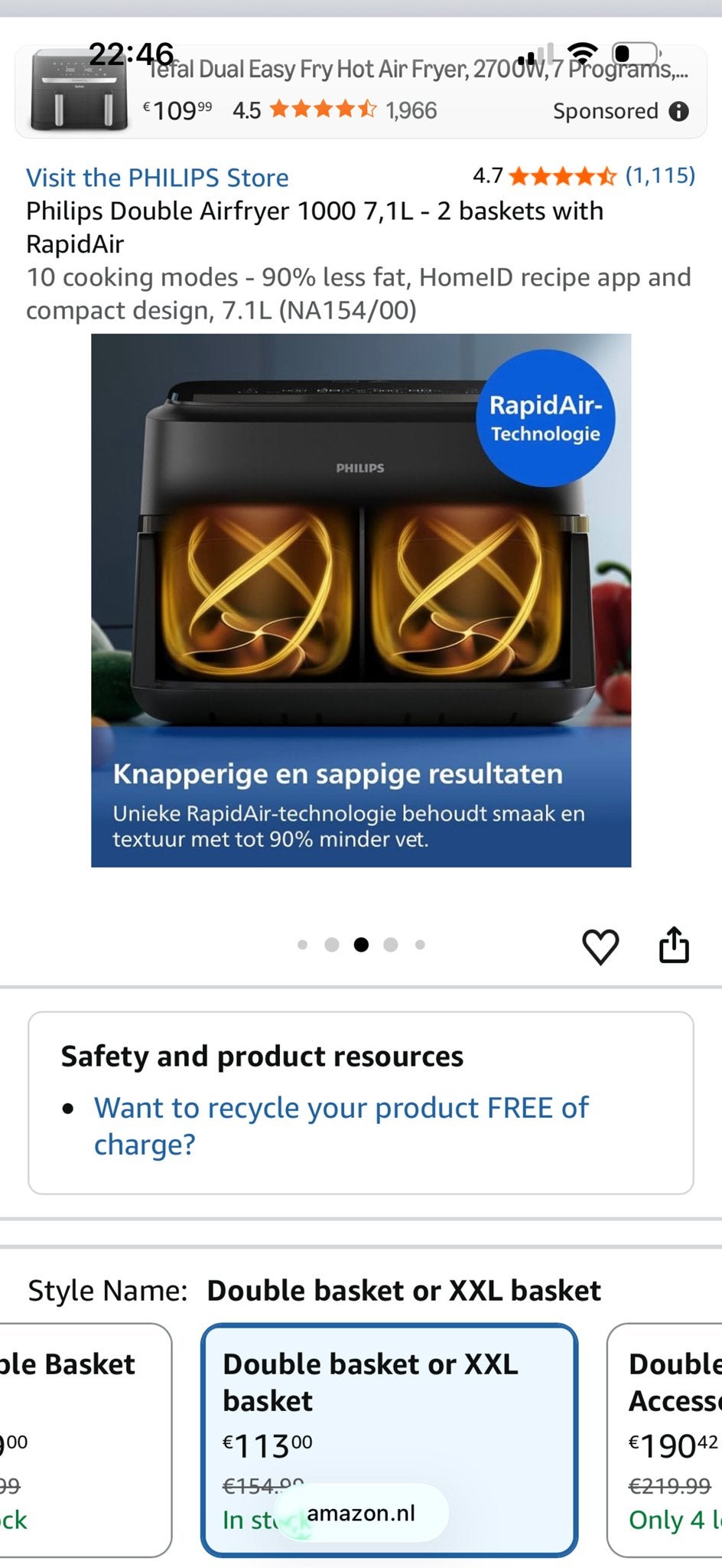 Brand New & Unused Philips Double Airfryer 1000 7,1L, Ophalen of Verzenden, Nieuw, Airfryer XXL, 1500 gram of meer