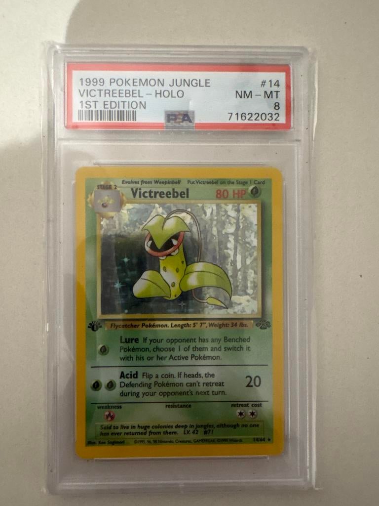 1999 Pokémon Jungle Victreebel Holo 1st Edition PSA 8, Hobby en Vrije tijd, Verzamelkaartspellen | Pokémon, Ophalen of Verzenden