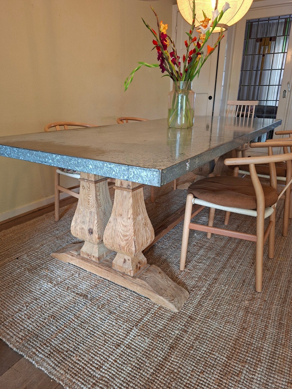 kloostertafel teakhout, Huis en Inrichting, Ophalen, Gebruikt, Teakhout, Industrieel, Landelijk