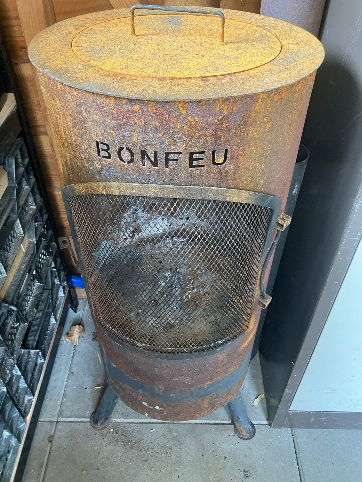 Bonfeu vuurton/vuurkorf met afvoerpijpverlengstukken, Ophalen, Gebruikt, Vuurton