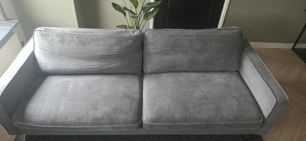 Stoere robuuste frisse grijze bank – 221 cm, Ophalen, Gebruikt, Tweepersoons, 75 tot 100 cm