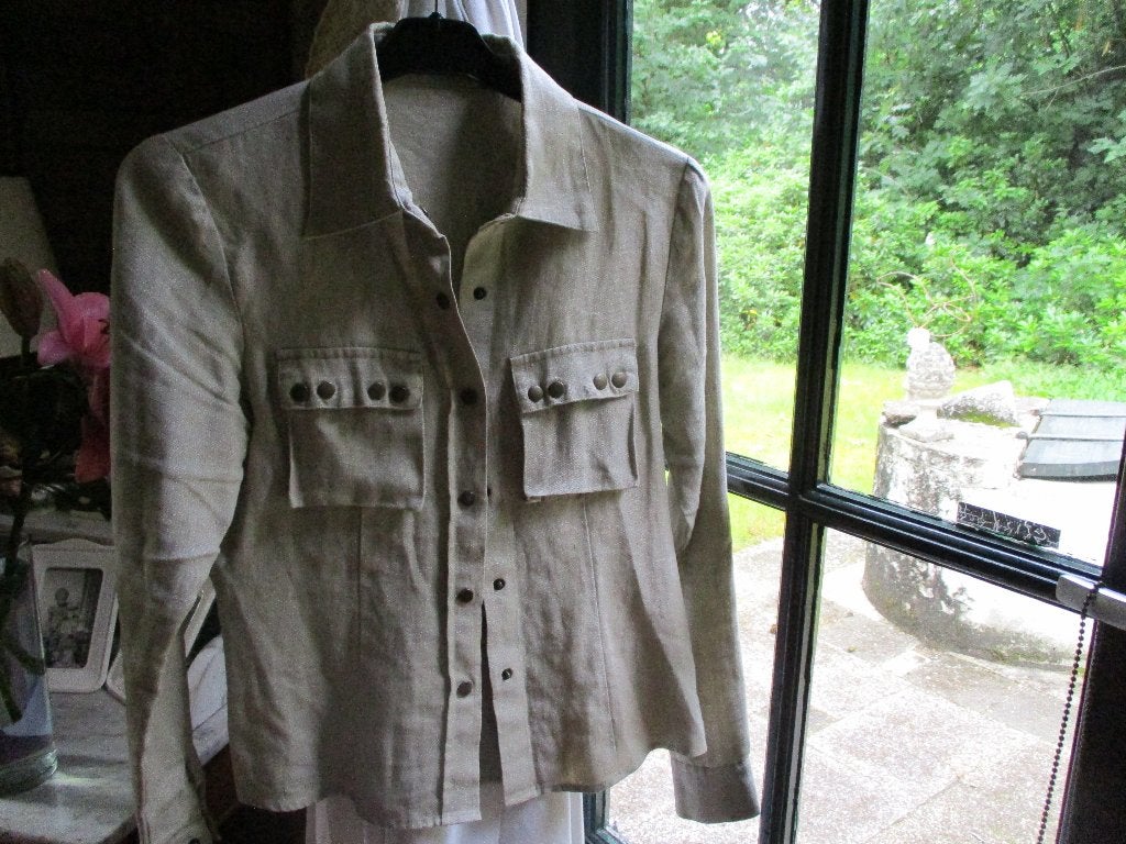 mj/SAO PAULO/jasje/maat 36/ LINNEN, Kleding | Dames, Jasjes, Kostuums en Pakken, Verzenden, Zo goed als nieuw, Jasje, Maat 36 (S)