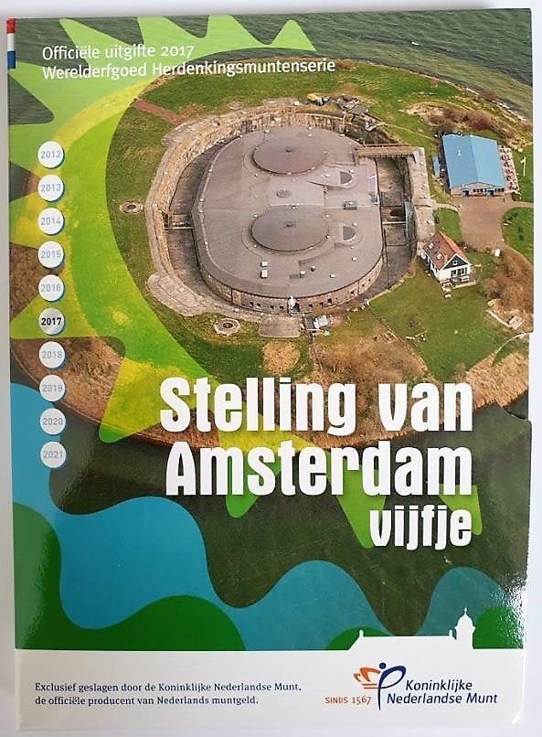 Stelling van Amsterdam Vijfje 2017 Zilver Proof, Verzenden, Koningin Beatrix, Zilver, Euro's