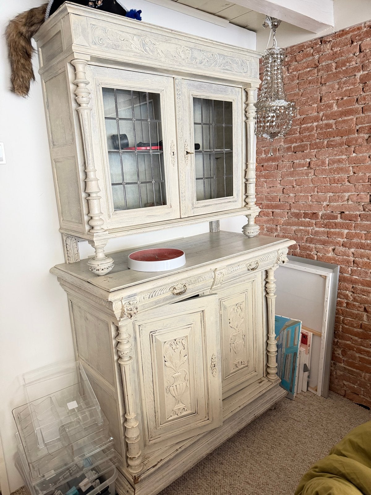 Antiek dressoir/vitrinekast/buffetkast in landelijke stijl, Ophalen