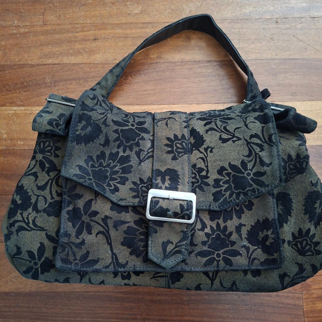Suède tas met print, Ophalen of Verzenden