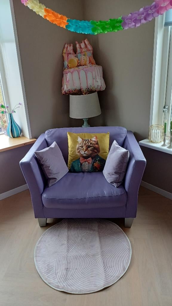 Loveseat Fauteuil echt leder in de kleur lila, Ophalen, Gebruikt, 100 tot 125 cm, Leer
