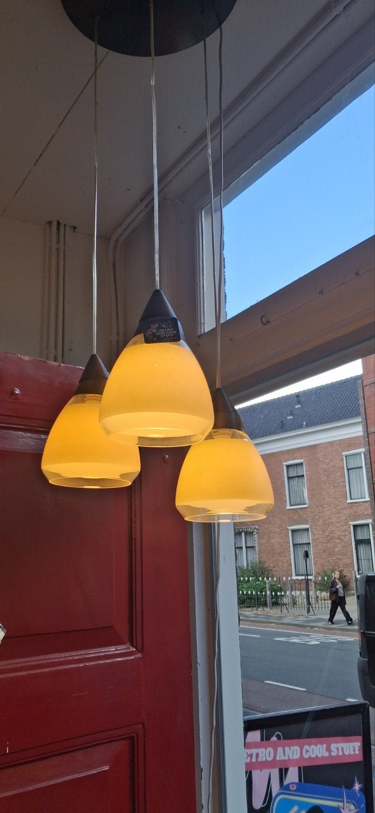 Set van 3 hanglampen met opaalglas, -, -, E14 (klein), Ophalen of Verzenden