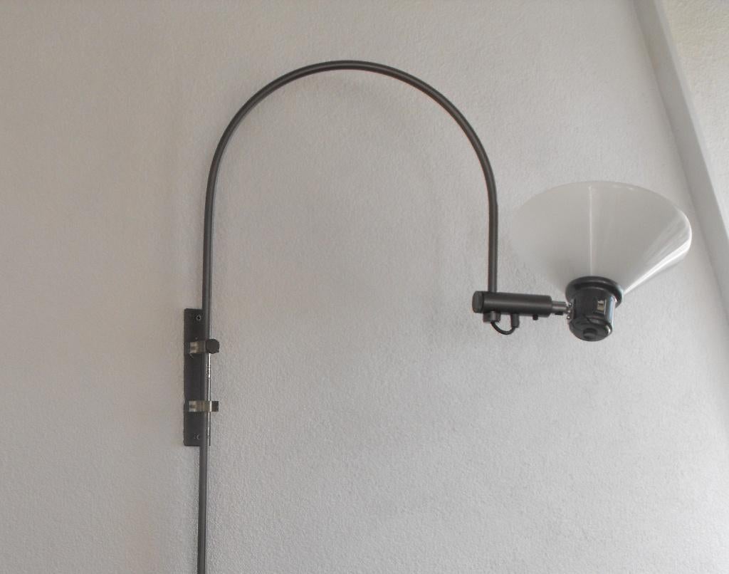 Vintage booglamp / wandlamp / Memphis jaren 70 / 80, Ophalen, Gebruikt, Glas