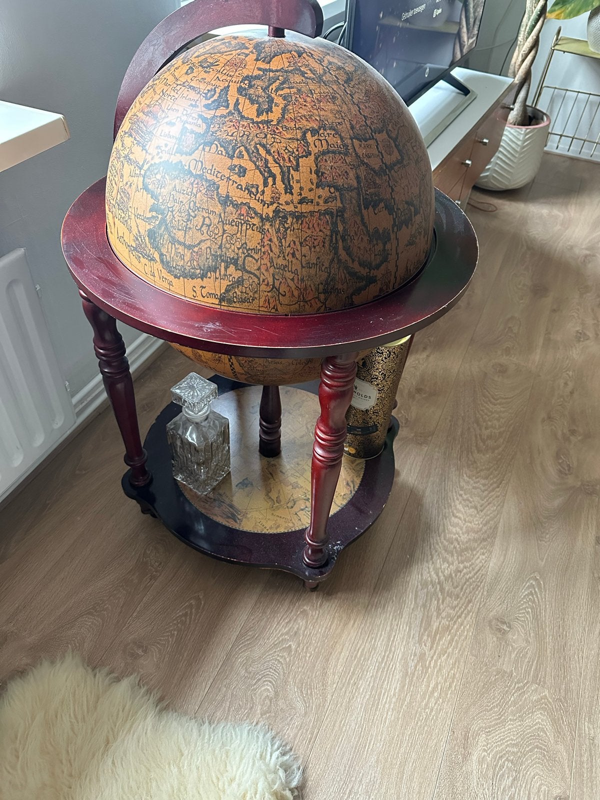 Vintage Globe Bar - Drinksglobe - Minibar - Drankkabinet, Gebruikt, Ophalen of Verzenden, Bruin, Vintage
