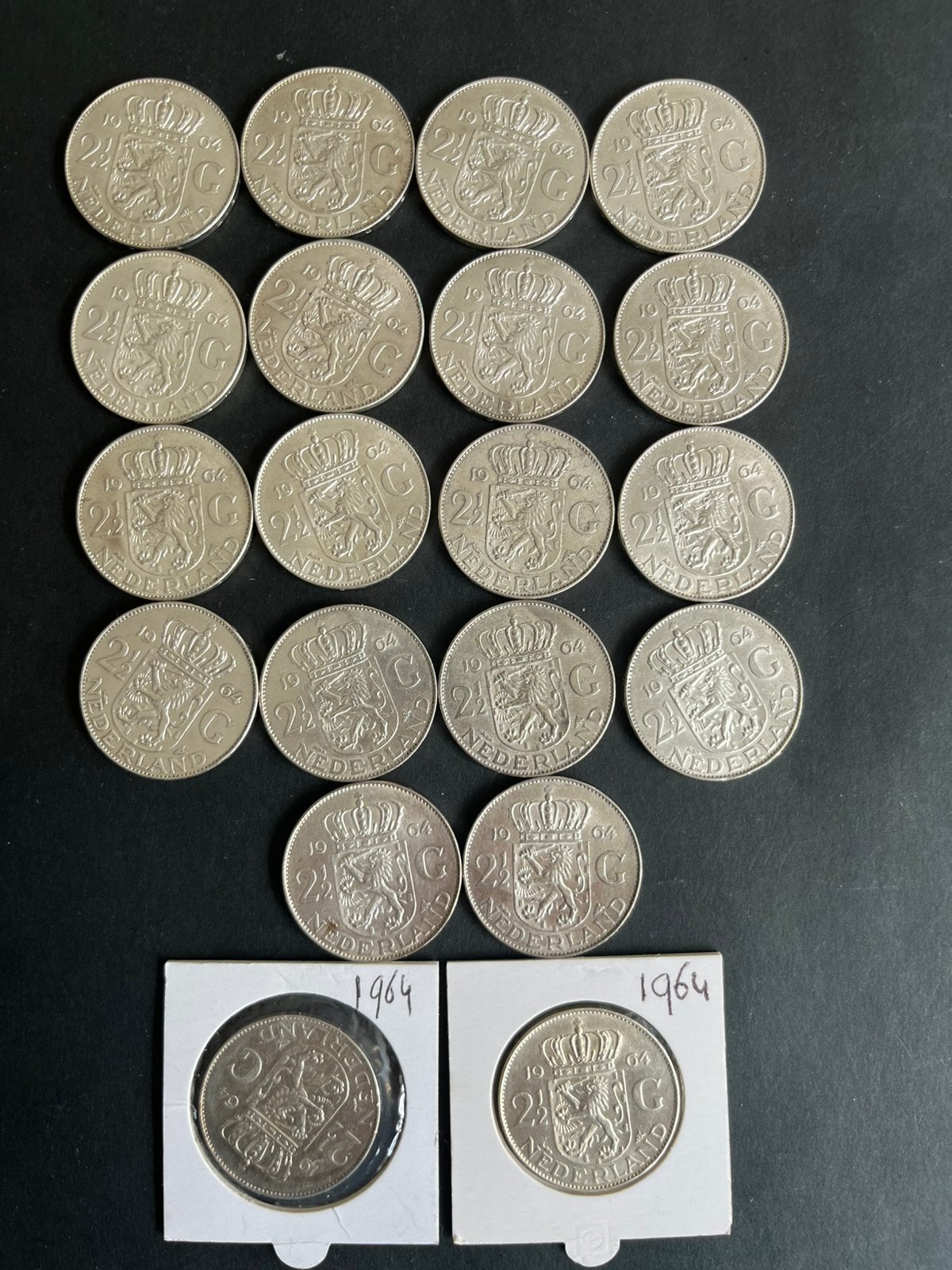 JULIANA 20 NETTE RIJKSDAALDERS  1964, Koningin Juliana, Setje, Zilver, Ophalen of Verzenden