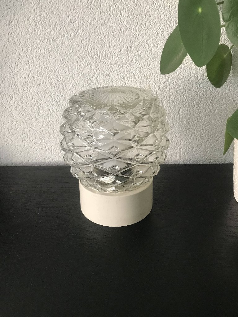 vintage glazen plafondlamp muurlamp, Ophalen of Verzenden, Gebruikt, Glas, Plafondlamp