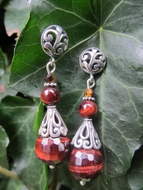 Oorbellen Tigereye Special tijgeroog steker zilver, Ophalen, Nieuw