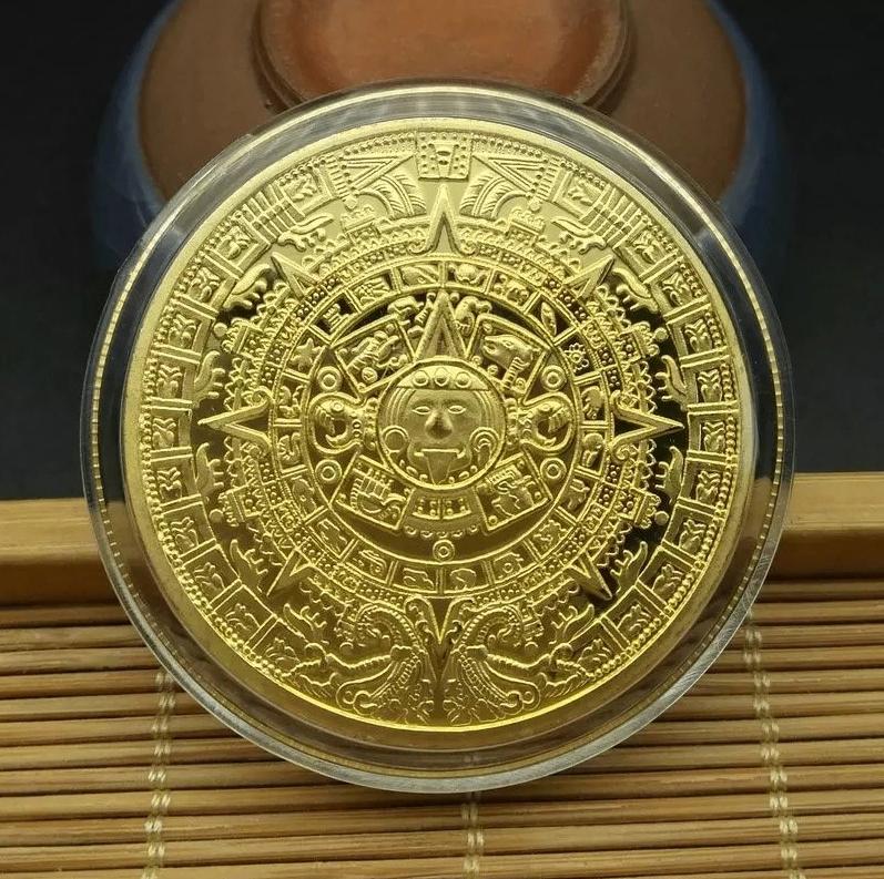 Gouden Maya Munt / Aztec Kalender, Verzenden, Zuid-Amerika, Losse munt