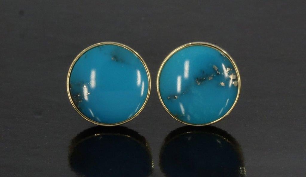 Turkoois 14k gouden fraai set dames oorbellen edelsteen, Sieraden, Tassen en Uiterlijk, Oorbellen, Voordeelsieraden, Verzenden