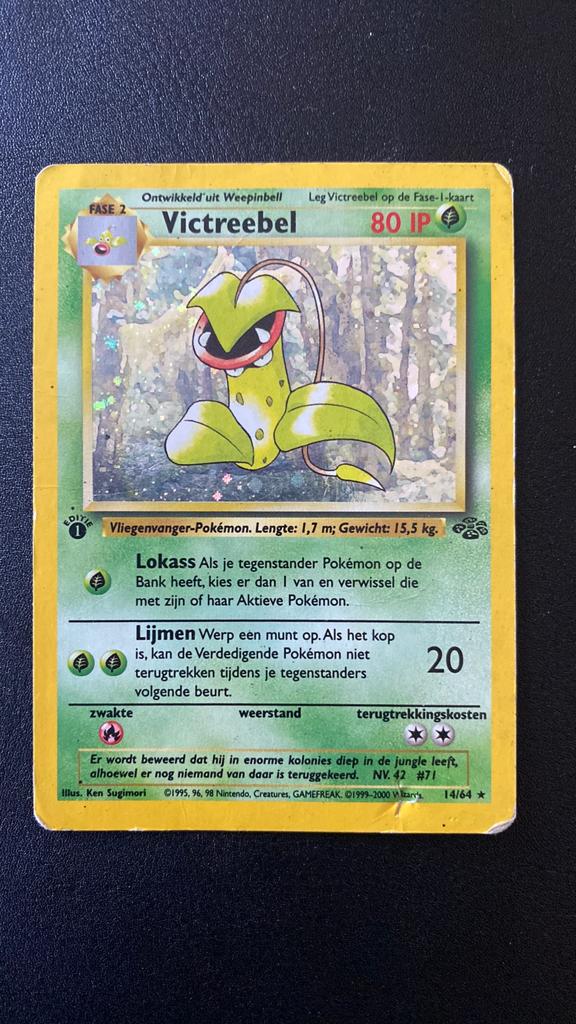 Pokemon victreebel 14/64 jungle 1st edition nederlands, Hobby en Vrije tijd, Verzamelkaartspellen | Pokémon, Ophalen of Verzenden
