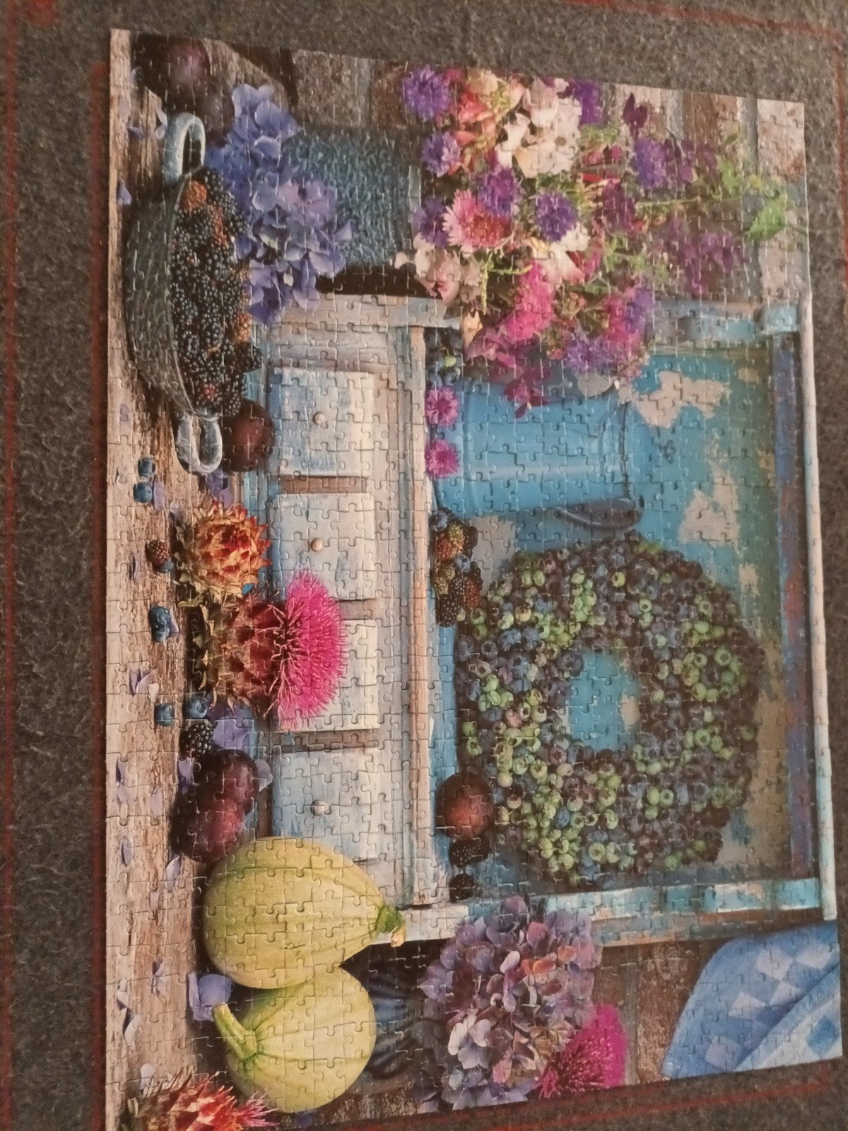 Jumbo Legpuzzel 1000 stukjes - Bloemen en Fruit, Ophalen, 500 t/m 1500 stukjes, Zo goed als nieuw, Legpuzzel