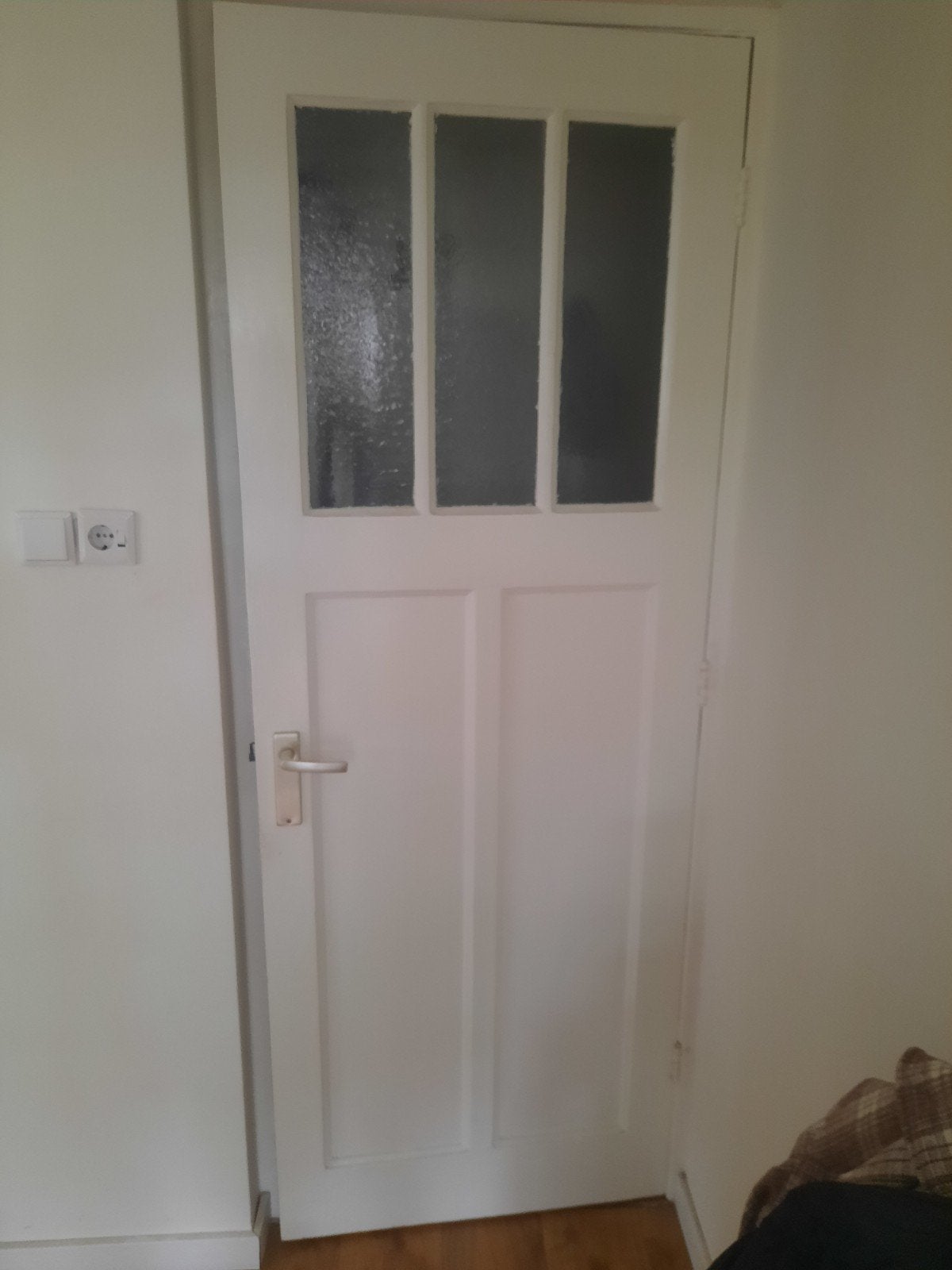 Witte stompe binnendeur met glaspanelen, Ophalen, Gebruikt, Minder dan 80 cm, Binnendeur