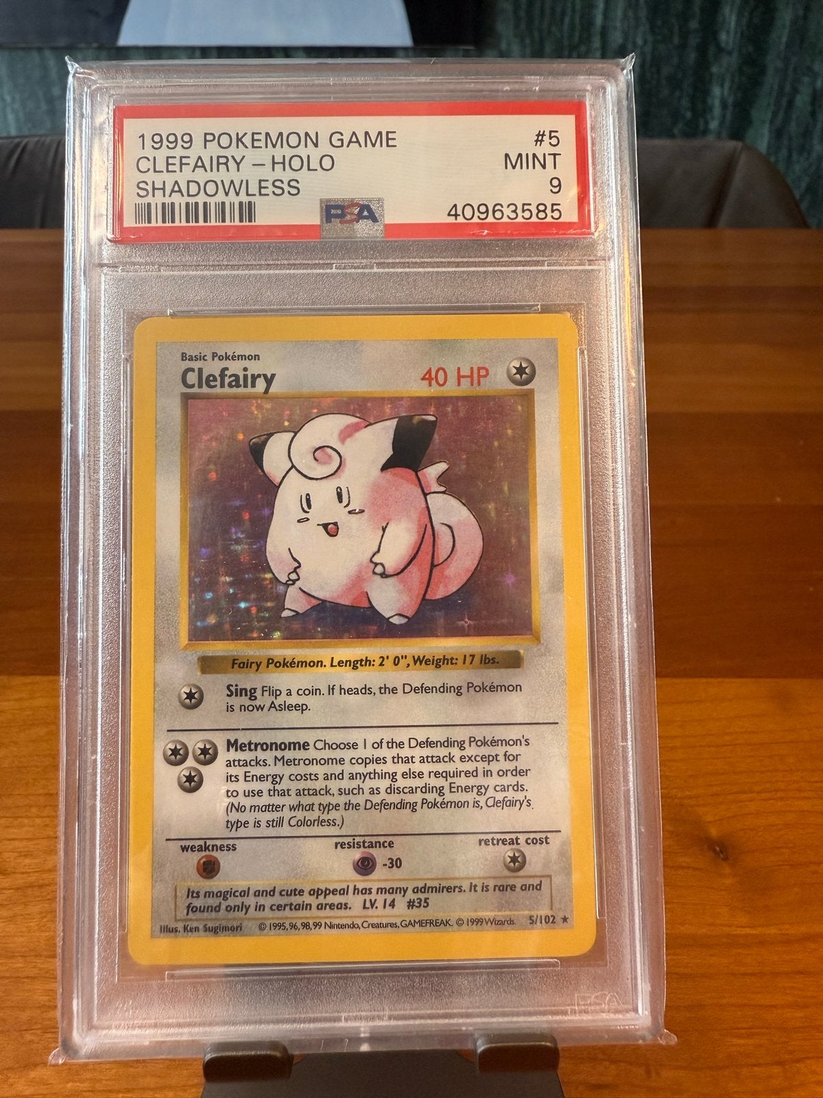 Clefairy (Shadowless) #5 - Base Set (1999) - PSA 9, Ophalen of Verzenden, Zo goed als nieuw, Losse kaart, Foil