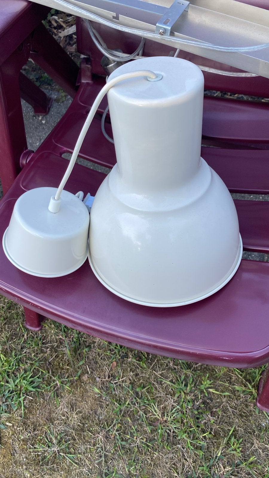 Witte hanglamp, leuk voor je veranda/slaapkamer, Ophalen, Gebruikt, Metaal, E27 (groot)
