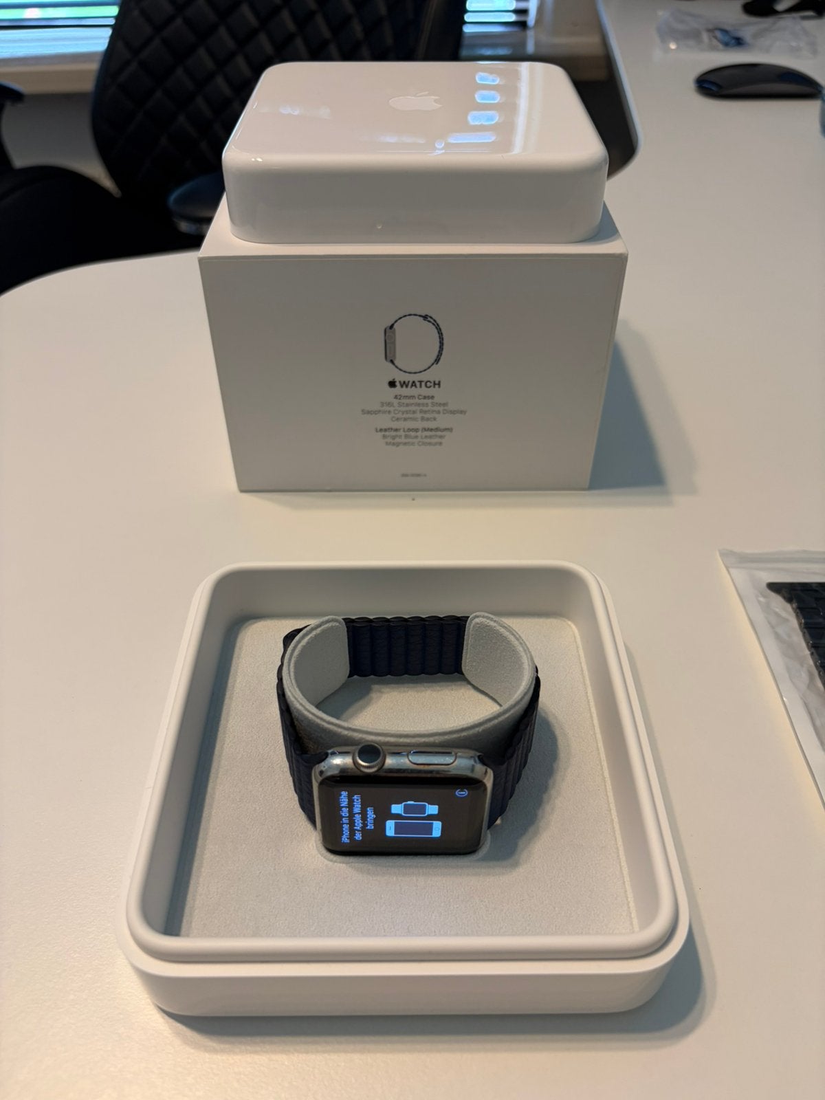 Apple watch 42mm stainless steel, Ophalen of Verzenden, Gebruikt, Zwart, IOS
