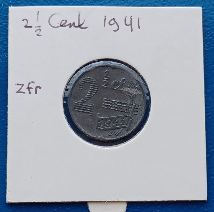 2 1/2 Cent 1941 zink – Wilhelmina, Verzenden, Koningin Wilhelmina, Losse munt