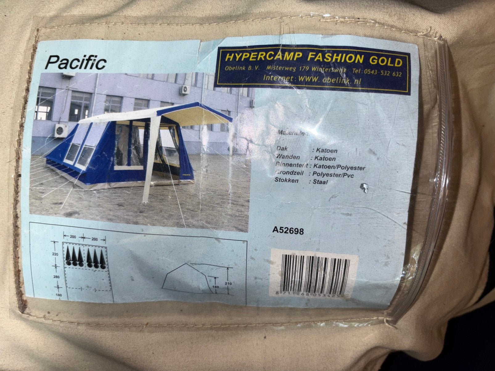 Tent Pacific hypercamp fashion gold, Ophalen, Zo goed als nieuw