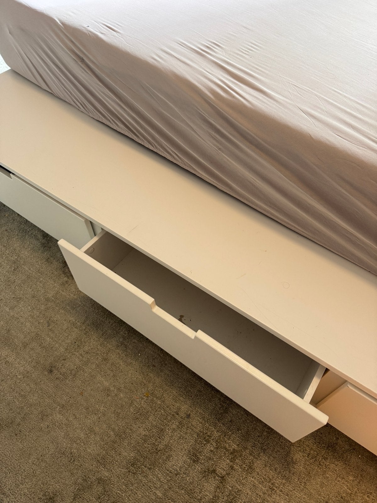 IKEA NORDLI Bedframe met opbergruimte, wit, 140x200 cm, Ophalen, Wit, Tweepersoons, 140 cm