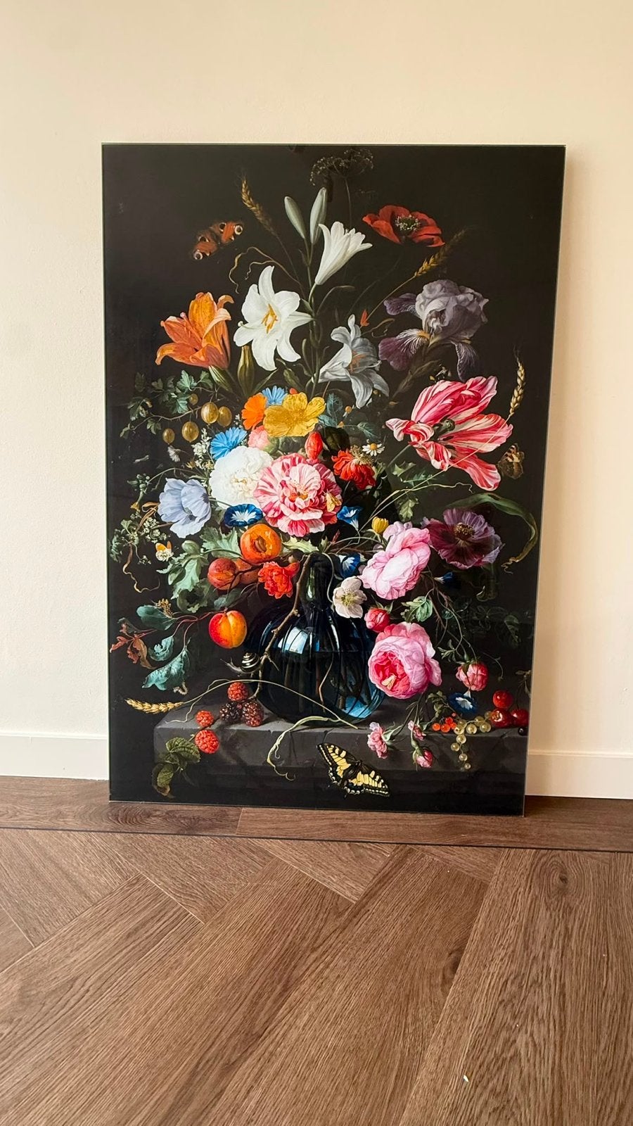 Plexiglas Schilderij Bloemenstilleven 80x120 cm, Ophalen, Zo goed als nieuw, Schilderij, 75 tot 100 cm