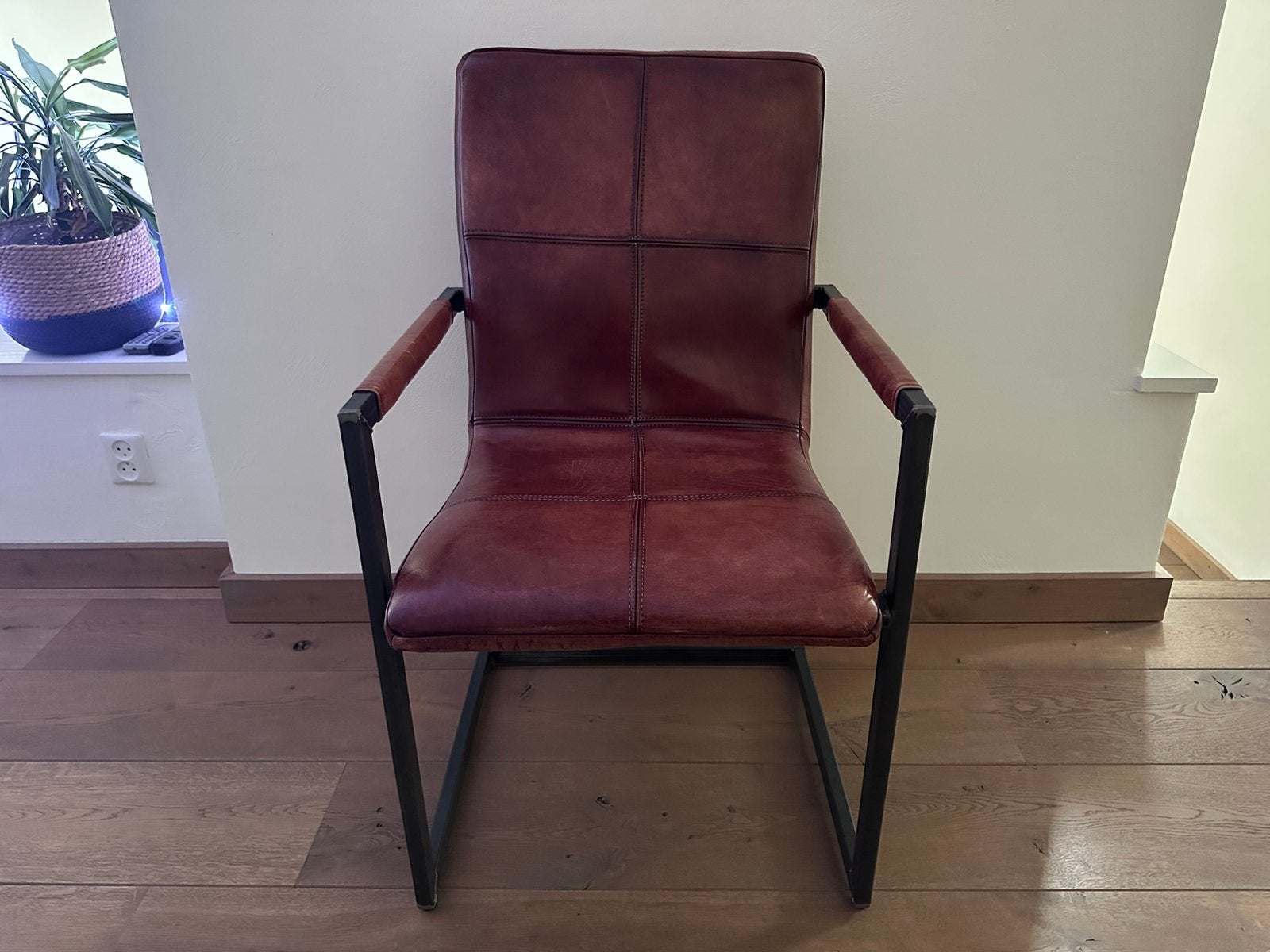 Eetkamerstoelen set van 6st buffelleer cognac, Ophalen, Zo goed als nieuw, Minder dan 75 cm, 50 tot 75 cm