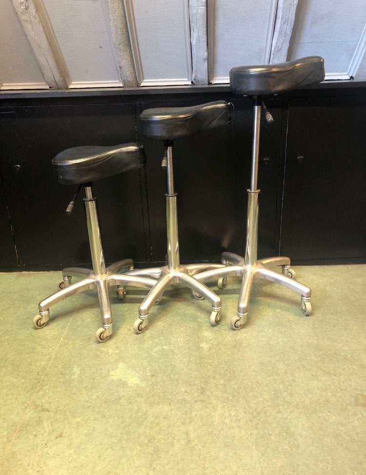 Set van 3 verstelbare kapperszadels, Huis en Inrichting, Ophalen, Gebruikt, Drie, Zwart