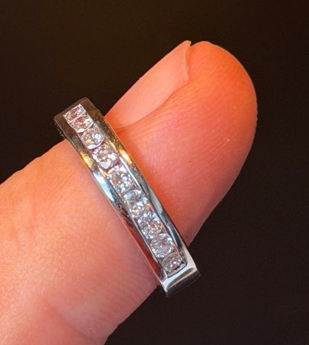 18 karaat witgouden ring met 9 natuurlijke diamanten 0.72ct!, Sieraden, Tassen en Uiterlijk, Ringen, Nieuw, Ophalen of Verzenden