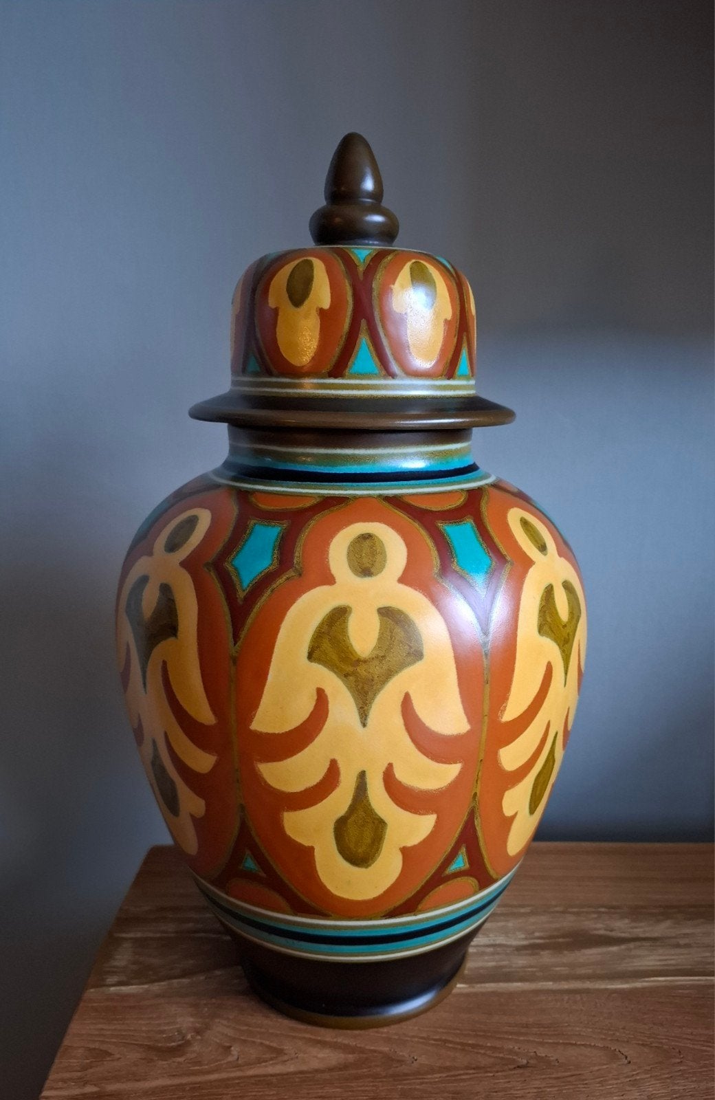 Zeldzaam mooie Gouda plateel dekselvaas, Antiek en Kunst, Antiek | Vazen, Ophalen of Verzenden