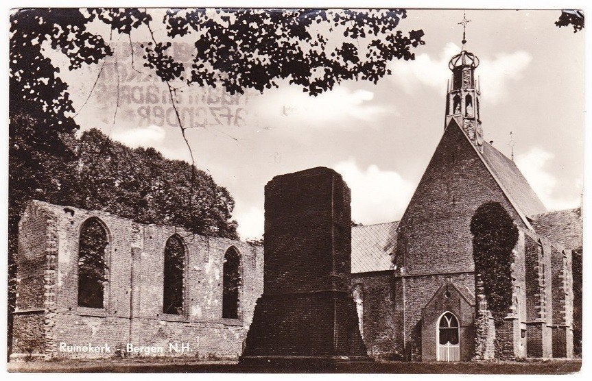 Bergen NH - Ruinekerk, Verzenden, 1940 tot 1960, Gelopen, Noord-Holland