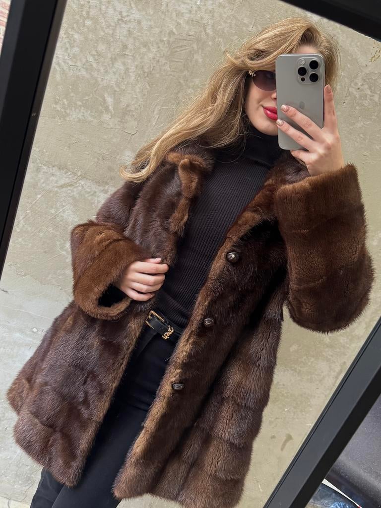 Luxe Nerts Bontjas, Kleding | Dames, Jassen | Winter, Gedragen, Maat 38/40 (M), Bruin, Ophalen of Verzenden