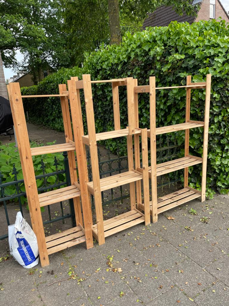 Houten plantenrek / opbergrek (3 stuks), Ophalen, Gebruikt, Hout, Overige typen