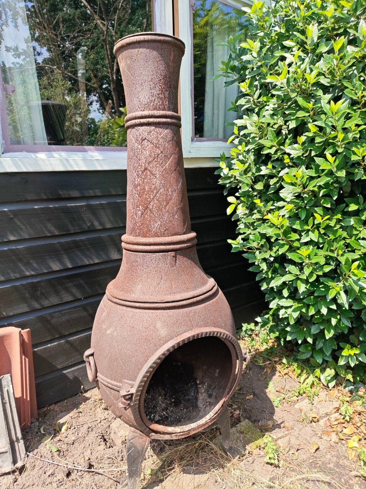 Gietijzeren Stookpot / Vuurhaard 140cm Hoog, Ophalen, Gebruikt, Vuurton
