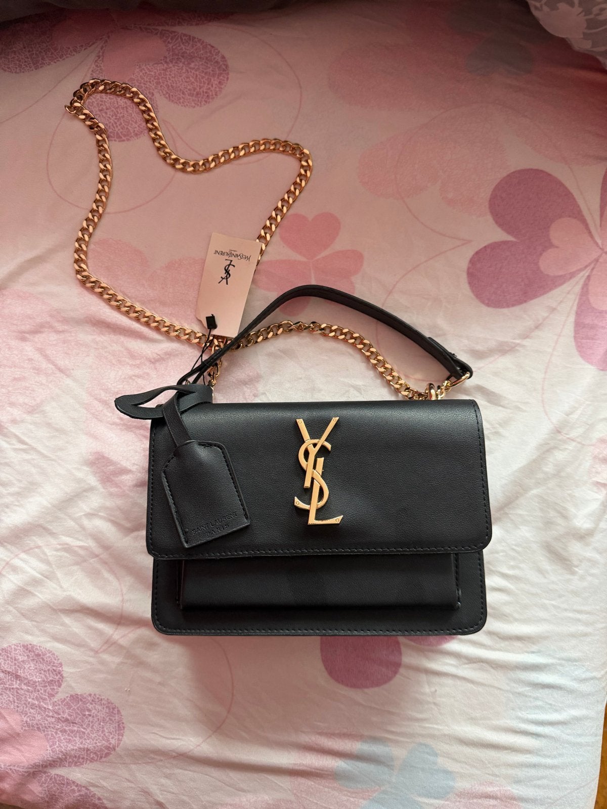 Zwarte YSL Schoudertas met Gouden Ketting, Ophalen, Zo goed als nieuw, Zwart, Schoudertasje