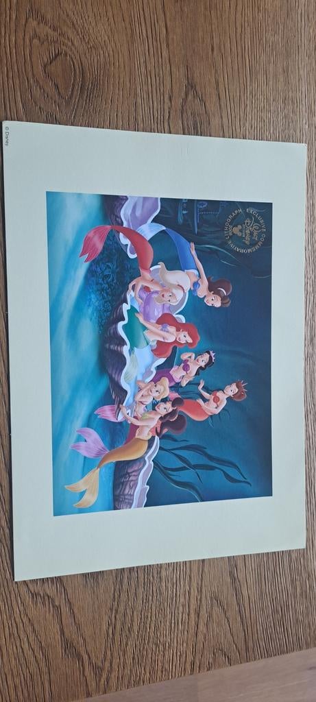 Disney Lithografie: Ariël en haar zussen, Antiek en Kunst, Kunst | Litho's en Zeefdrukken, Ophalen of Verzenden
