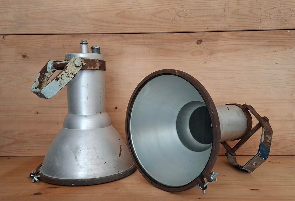 2 Vintage Industriële Schijnwerpers - E27, Verstelbaar, Ophalen of Verzenden