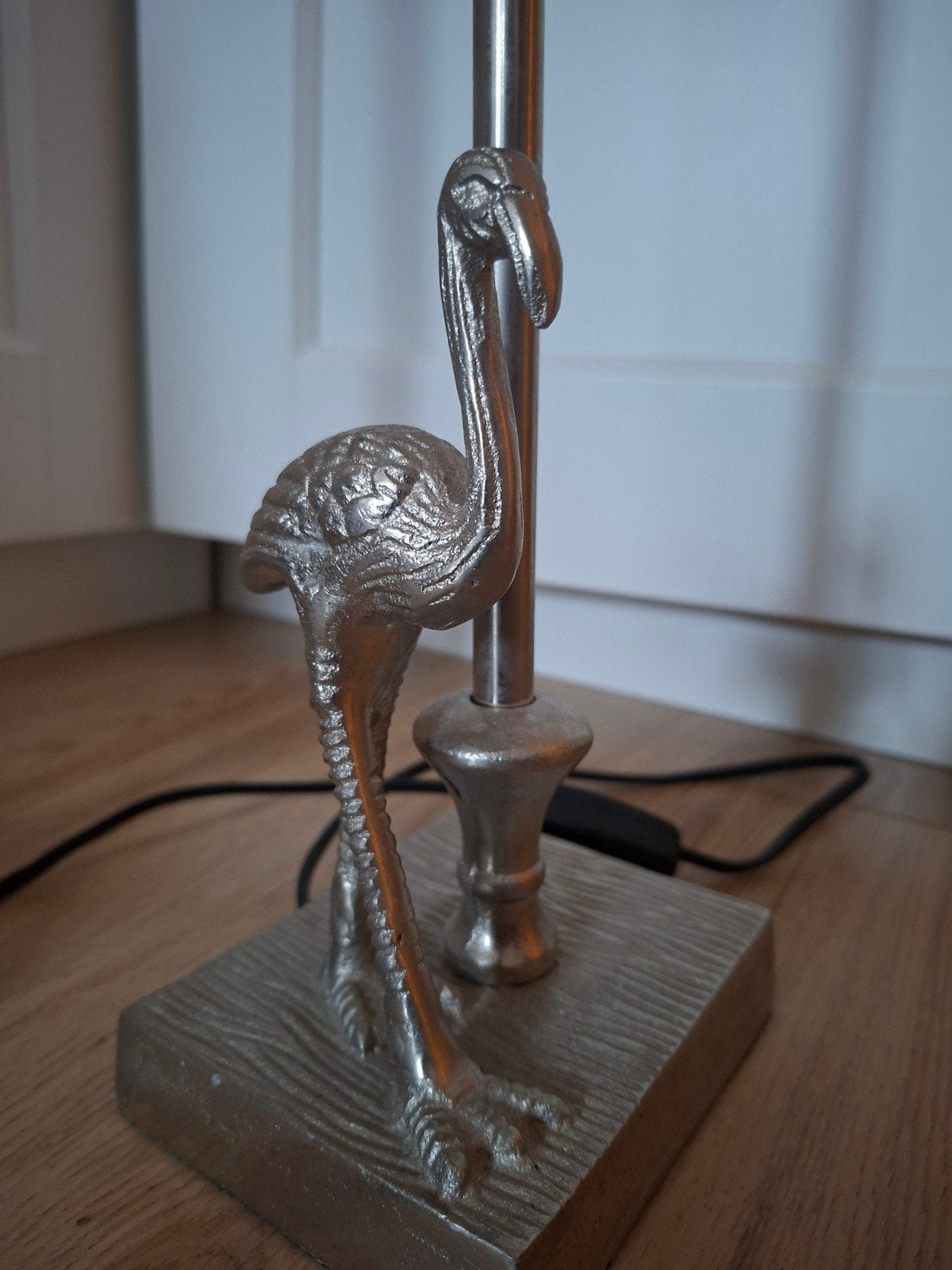 2x tafellamp zilver met flamingo op de voet, Huis en Inrichting, Ophalen of Verzenden