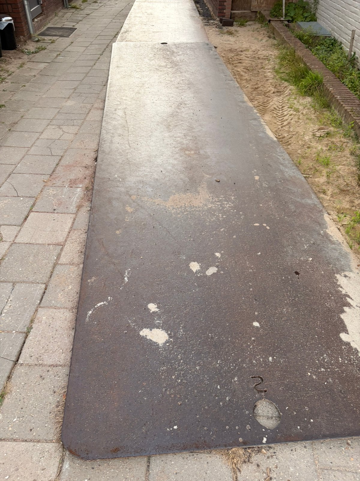 Stalen rijplaat 6000 x 1500 4 stuks, Doe-het-zelf en Verbouw, Ophalen, Gebruikt, IJzer