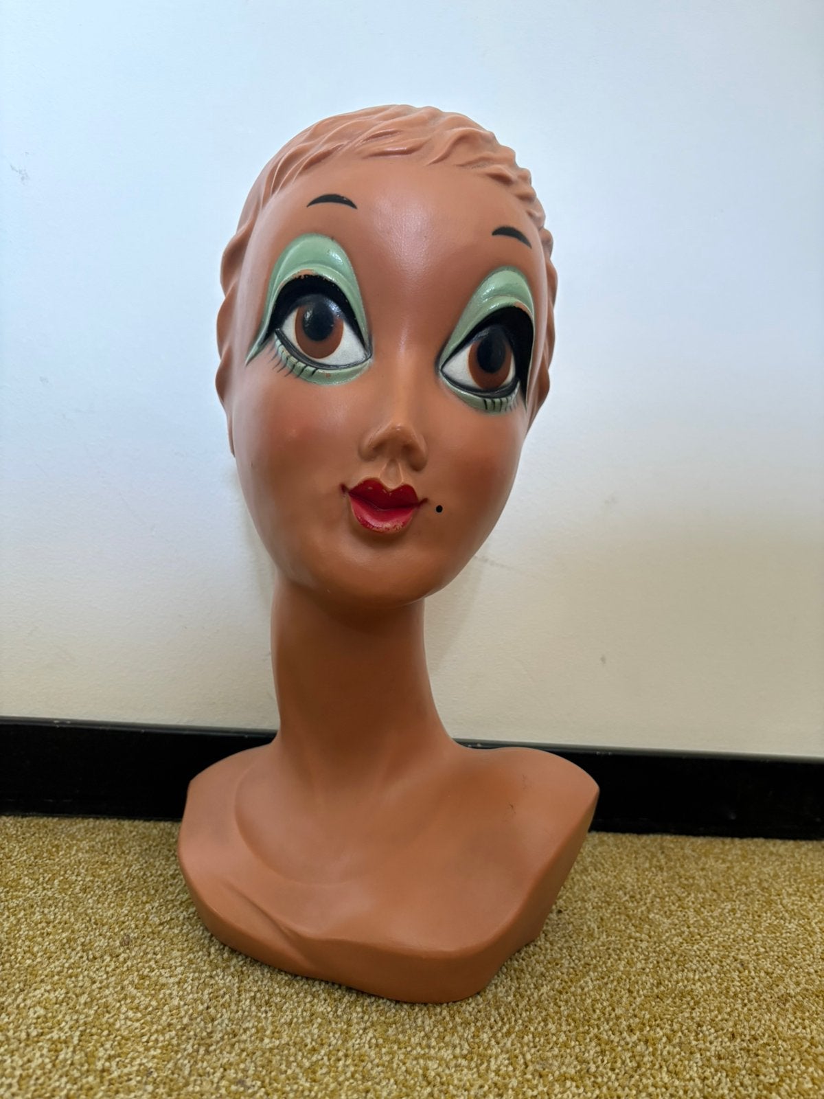 Vintage twiggy etalage hoofd, Ophalen, 37 cm, Pop/figuur, Kunststof